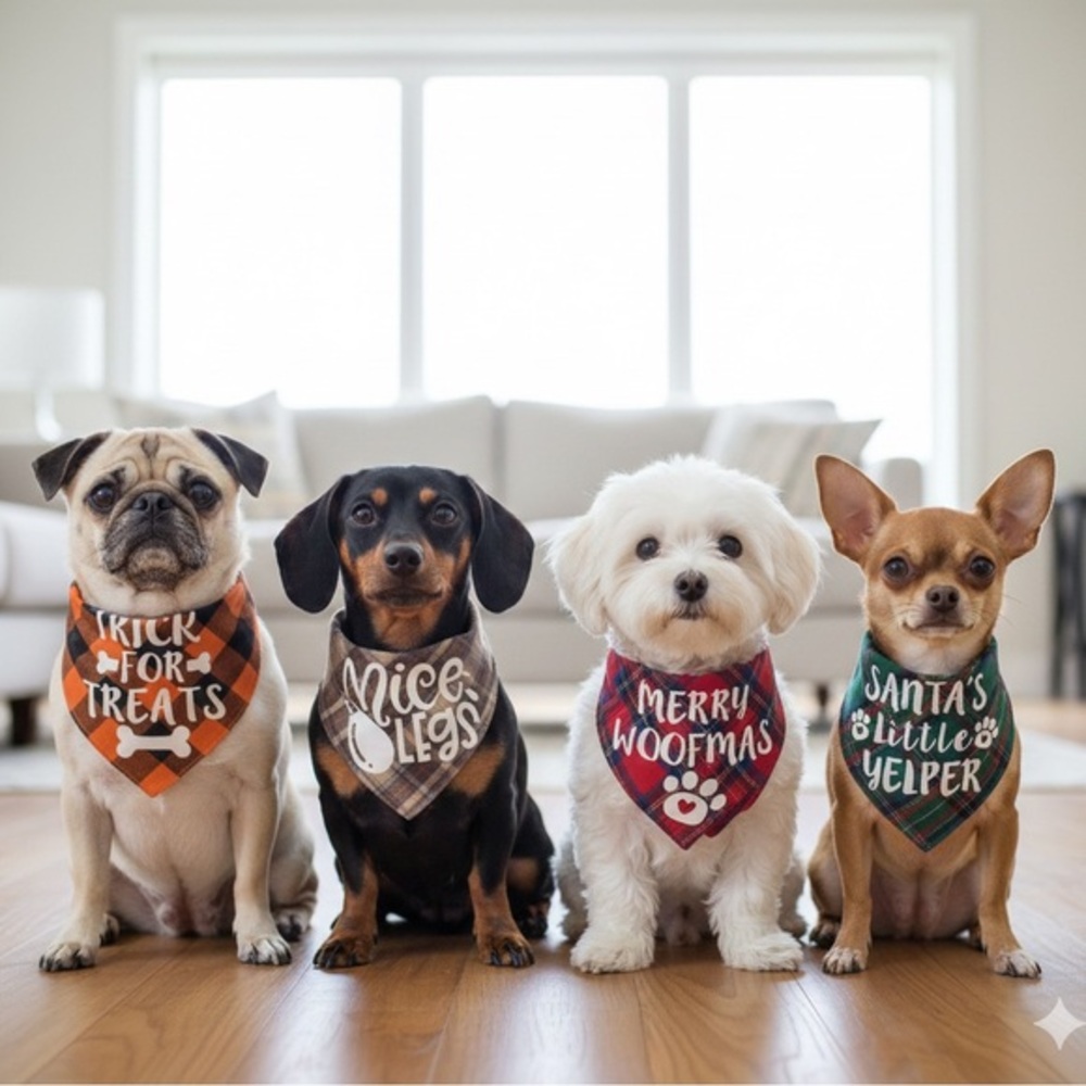 Holiday Dog Bandanas - Set of 4 Small